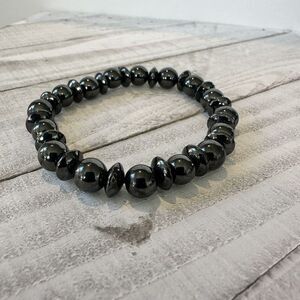Hematite Black Magnet Healing Bracelet Unisex Stylish Bold Vintage Estate